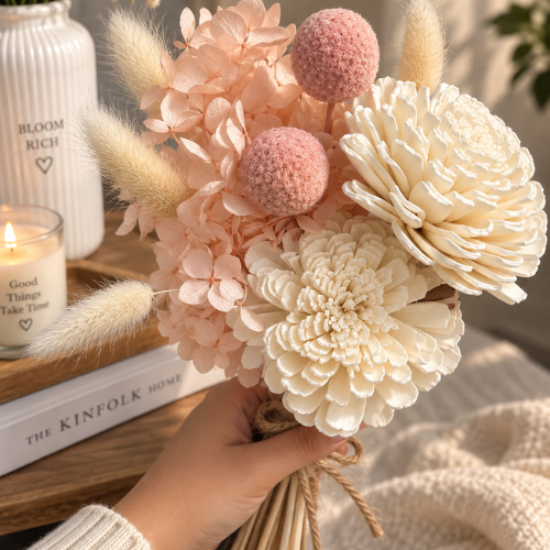 Peche Rosee – Pastel Sola Flower Bouquet