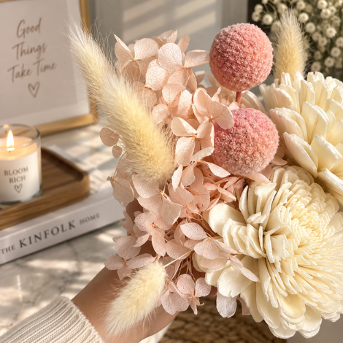 Peche Rosee – Pastel Sola Flower Bouquet