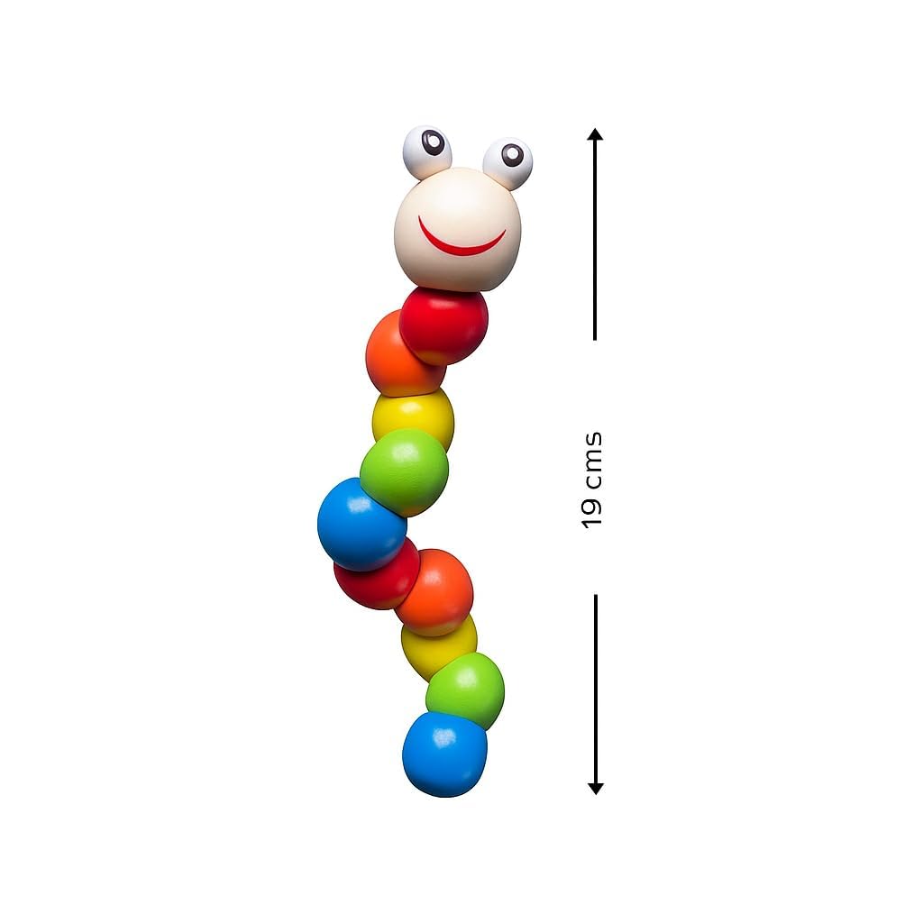 Wudly - Wooden Twisting Caterpillar Early Educational Toy for 18+ Months Child, with Bright Colors & Child Safe