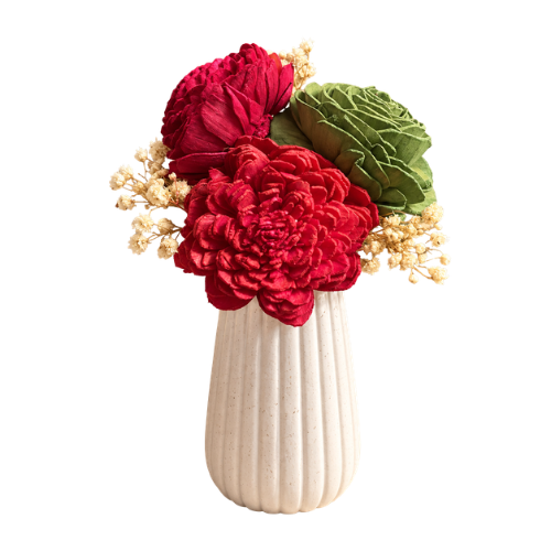 Red & Green Dried Flower Arrangement in Ceramic Vase | Elegant Home Decor & Gifting