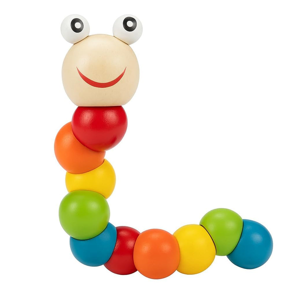 Wudly - Wooden Twisting Caterpillar Early Educational Toy for 18+ Months Child, with Bright Colors & Child Safe