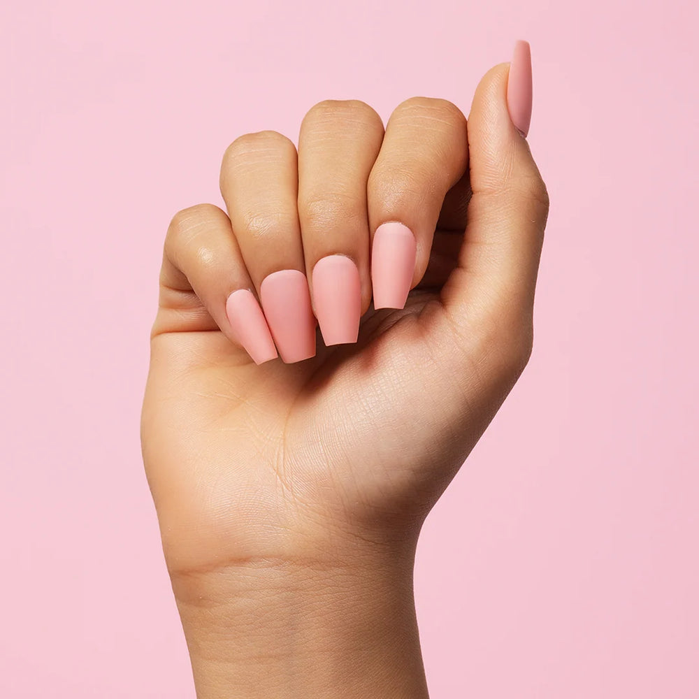 Gush Beauty Pretty Pink, Matte with Nail Glue + Nail Glue Sticker | Long, Coffin Press-On Nails