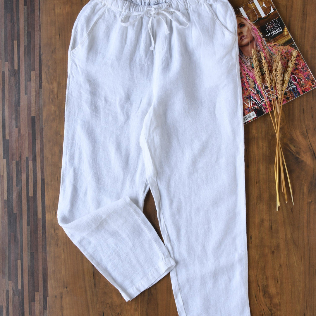 100% Premium Linen White Co-ord set - Women