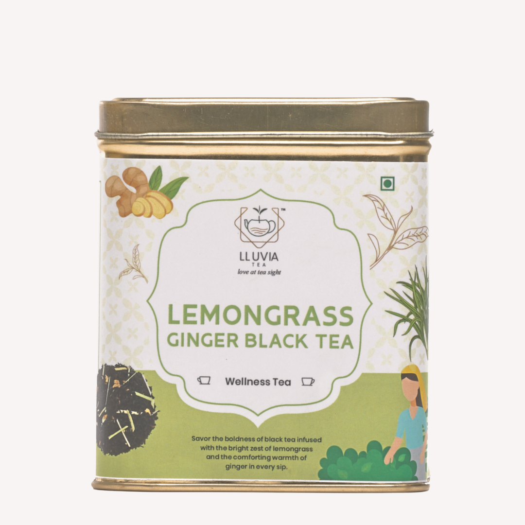 Lluvia Tea Lemongrass Ginger Black Tea - Detoxifies | Stress Relieve | Weight Loss (70gm)
