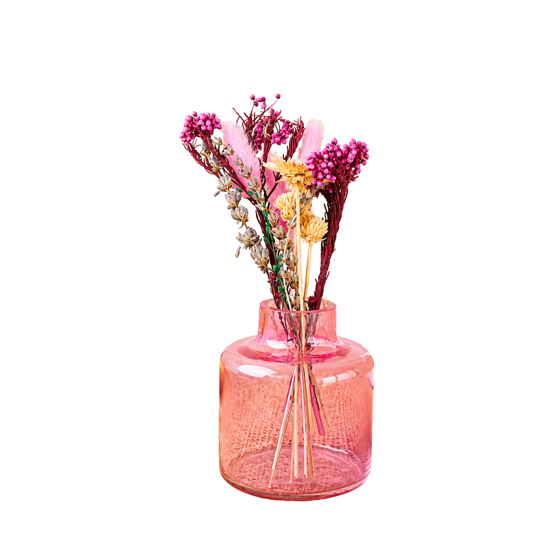 Blush Bloom Pink Vase with Dried Flowers | Decorative Home Décor Vase