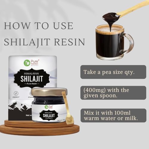 Pure Nutrition Original Himalayan Shilajit Resin 20g | 100% Ayurvedic & Natural Shilajit | Boosts Stamina, Power, Performance, Strength & Energy | Highest Fulvic Acid & Minerals (Certificate Included)