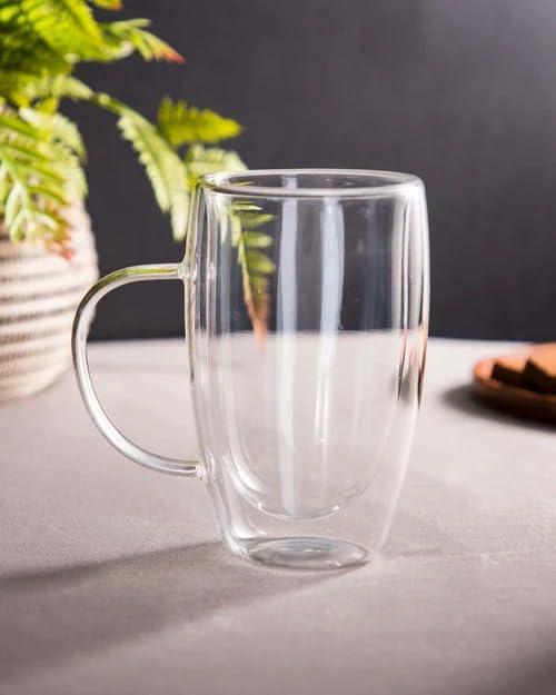 The Bean Co Roasters Double Wall Coffee Cup | Borosilicate Glass | Insulated Layer Cups | Perfect for Coffee and Tea