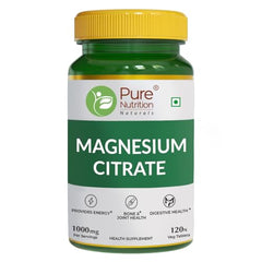 Pure Nutrition Magnesium Citrate, 120 Veg Tablets, Supports Sleep, Muscle Relaxation, Bone & Joint Health, Energy Production, High Absorption, Easy Digestion, 1000mg/Serving, 350mg Elemental Magnesium