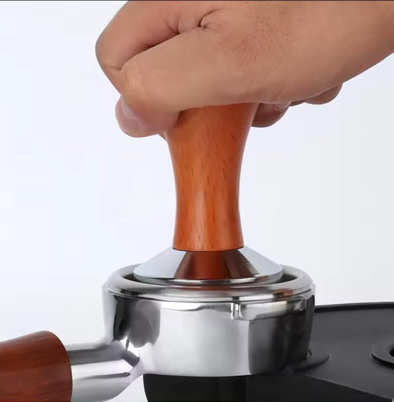 The Bean Co Roasters Coffe Tamper | Wooden Handle | 58 mm | Coffee Powder Pressing Tamping Tool