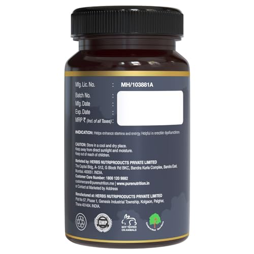 Pure Nutrition Shilajit Gold with Kaunch Beej, Ashwagandha, Safed Musli, Gokhru & Shatavari for Energy, Strength, Stamina & Performance | Premium Ayurvedic Supplement for Men - 30 Veg Capsules