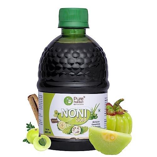 Pure Nutrition Noni Gold Detox Juice with Garcinia, Aloe Vera, Amla, Ashwagandha & Grape Seed Extract | Good for Diabetic Care, Weight Management, Digestive & Skin Health | Boosts Energy - 400ml