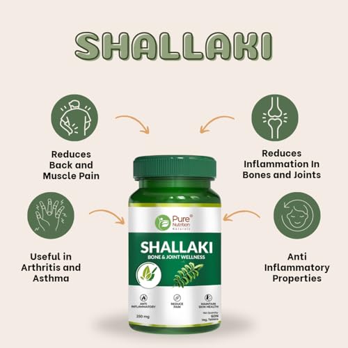 Pure Nutrition Shallaki (Boswellia Serrata) 60 Tablets (250mg) | Bone & Joint Health Supplement for Joint Pain, Stiffness, Arthritis | Reduces Pain & Inflammation | Helps Improve Mobility & Physical Function
