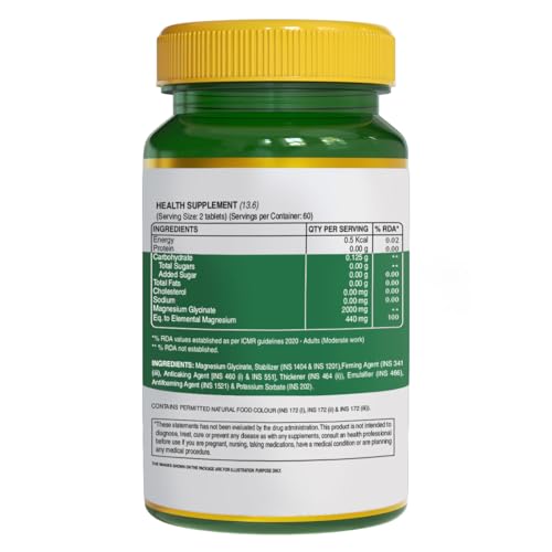 Pure Nutrition Chelated Magnesium Glycinate Supplement, 120 Vegan Tablets, 2000mg Per Serving - Promotes Sleep Support, Bone & Joint Health, Muscle Relaxation, Easy on Stomach, High Absorption Formula