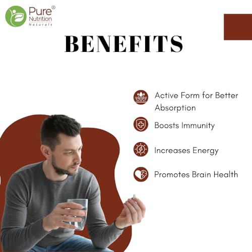 Pure Nutrition Vitamin B12 (2.2mcg) Tablets | Active form of Methylcobalamin B-12 Supplement for Men & Women | Helps Boost Immunity & Energy | Promotes Brain & Nerve Health - 60 Veg Tabs