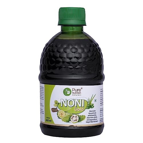 Pure Nutrition Noni Gold Detox Juice with Garcinia, Aloe Vera, Amla, Ashwagandha & Grape Seed Extract | Good for Diabetic Care, Weight Management, Digestive & Skin Health | Boosts Energy - 400ml