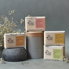 Bare Necessities Luxury handmade soap bar | pack of 4 - turmeric glow, nourishing rosemary, deep cleansing orange, exfoliating annatto