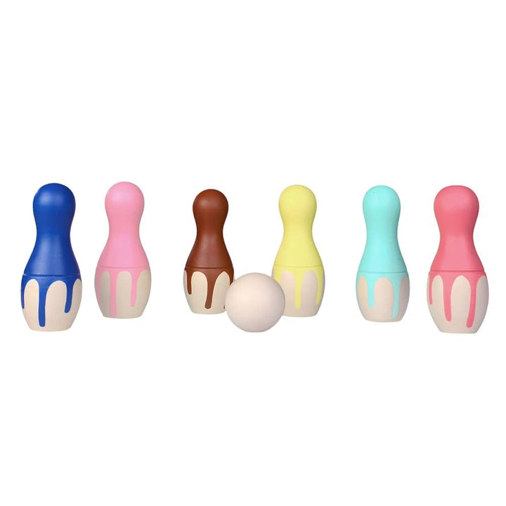 Channapatna Toys Wooden Bowling Pins Toy Colourful Set for Kids (2 Years+) - Non Toxic Colors, Indoor & Outdoor Game, Fun Learning Toy for Kids