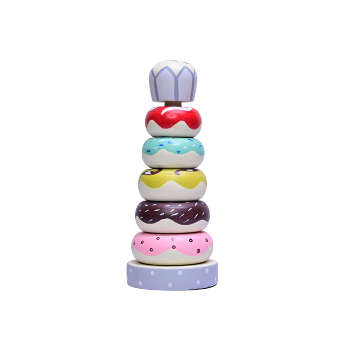 Channapatna Toys Organic Wooden Doughnut Stacking Toy for Kids-(1 Year+)-Montessori Toys for Toddlers 1-3 Yrs Old & Up- Multicolor-Pack of 1-Develop Fine Motor Skills, 1 Piece