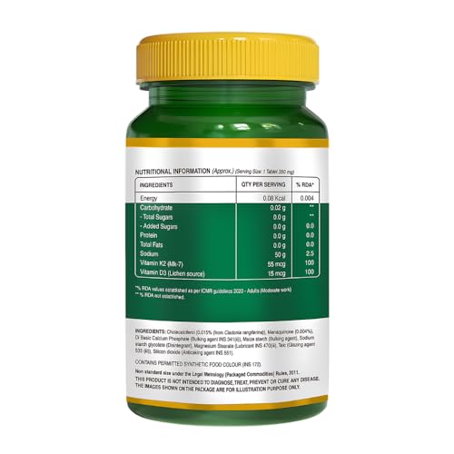 Pure Nutrition Vitamin D3 (Lichen Source) + Vitamin K2 (Mk-7 55Mcg) 600 IU Daily Wellness Supplement For Strong Bones, Immunity, Joint & Heart Health For Men & Women - 120 Veg Tablets