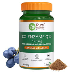 Pure Nutrition Bio Coenzyme Q10 175mg 60 Veg Capsules, High Absorption CoQ10 Supplement with Bioperine® & Arjuna Extract for Heart & Brain Health, Boosts Cellular Energy, Immunity, Male Fertility