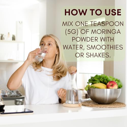 Pure Nutrition Organic Moringa Powder (Moringa Oleifera), Ayurvedic Superfood, Herbal Supplement for Holistic Wellness, Digestion, Immunity & Weight Mangement | USDA Organic Certified - 227g