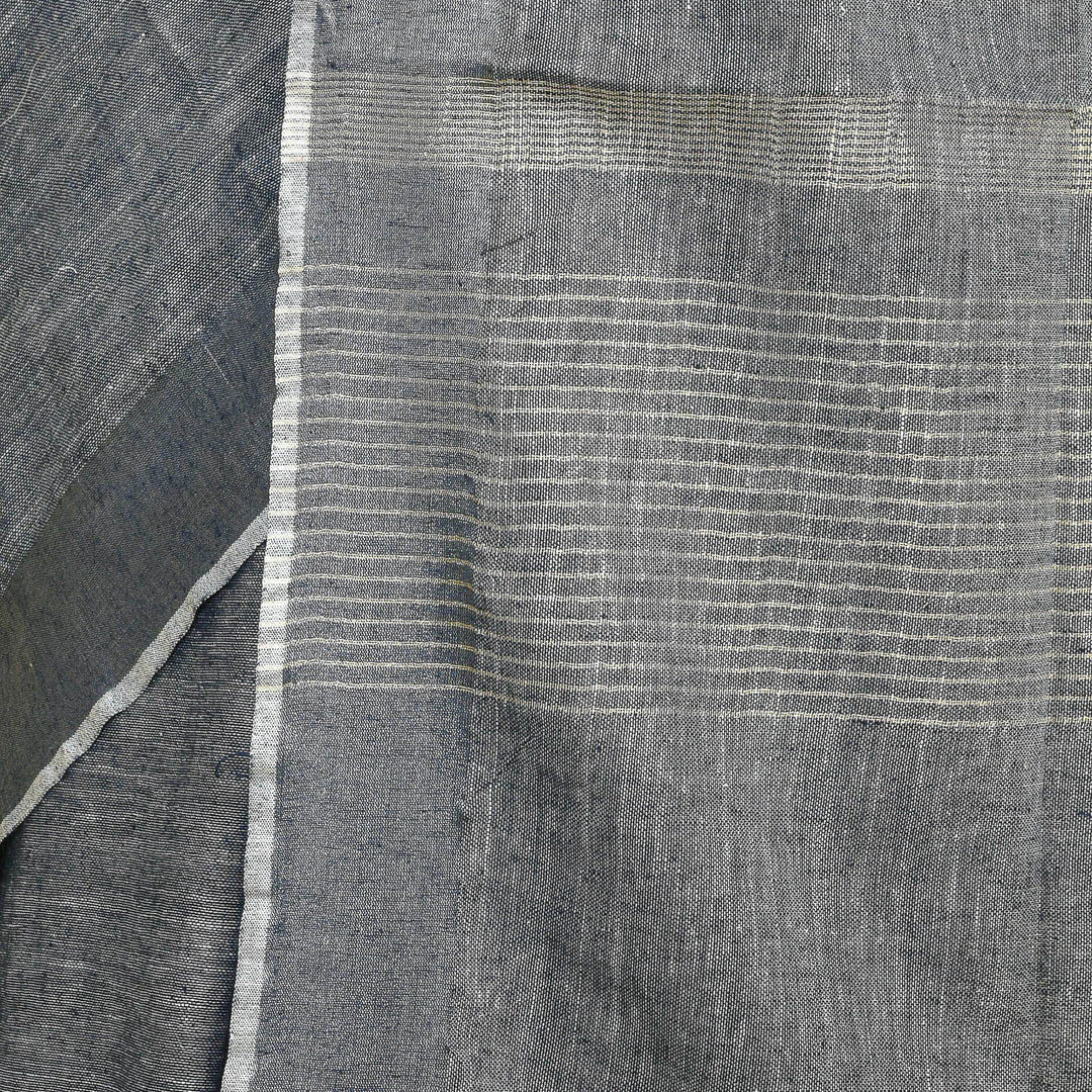 Grey Pure Linen Saree with Metallic Border