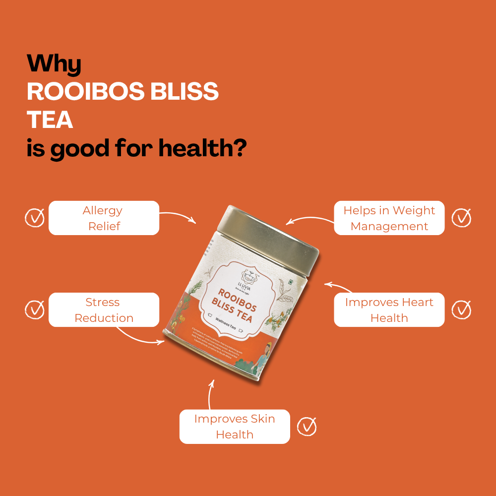Lluvia Tea Rooibos Bliss Tea - Improves Skin Health | Digestive Support | Caffeine-Free Energy (50 gm)