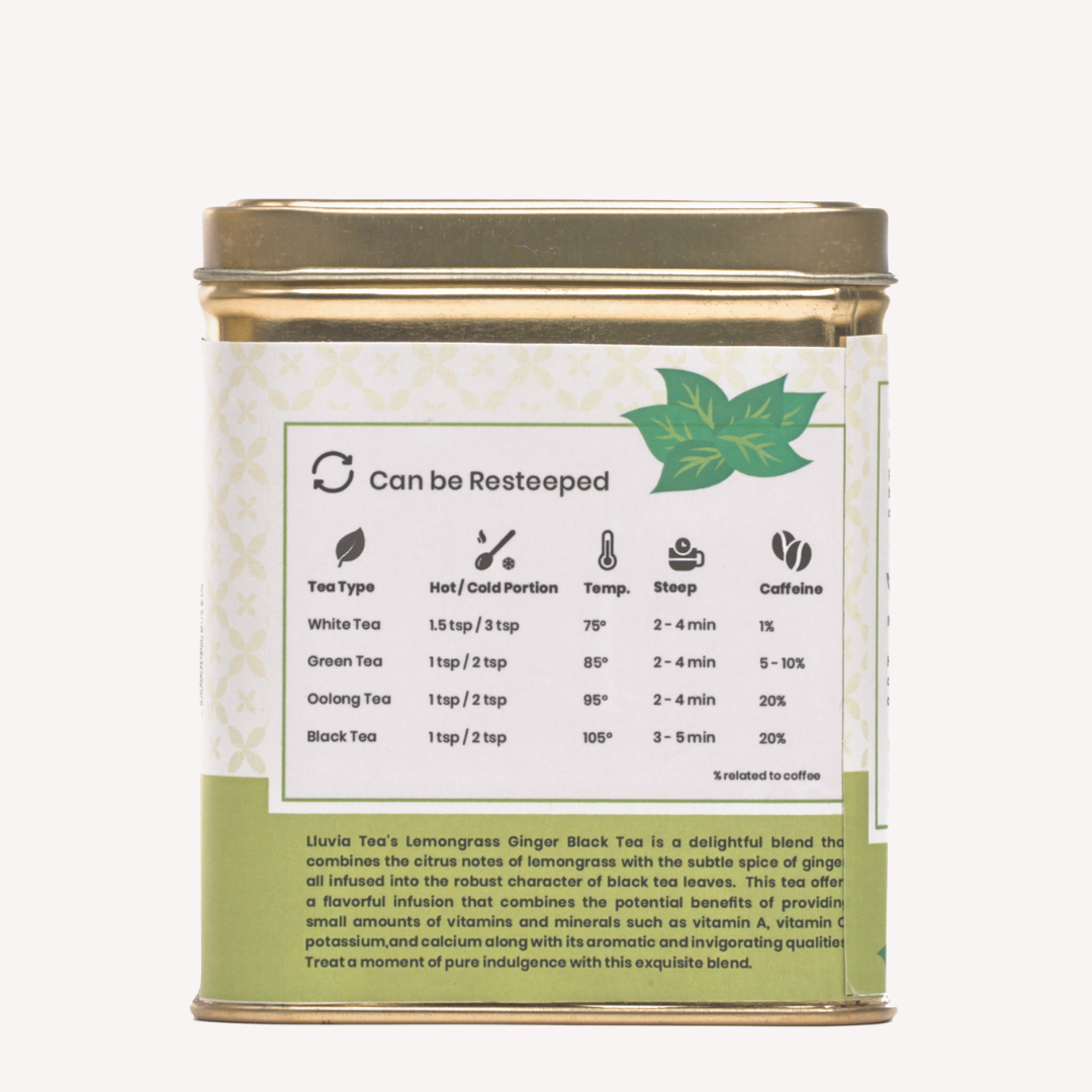 Lluvia Tea Lemongrass Ginger Black Tea - Detoxifies | Stress Relieve | Weight Loss (70gm)