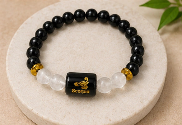 Bamboology Trends Scorpio Zodiac Gemstone Bracelet | Certified Natural Crystal Bracelet for Strength, Protection, Intuition & Success