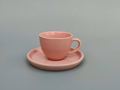 Handcrafted 100 ml Pink cup and saucer set