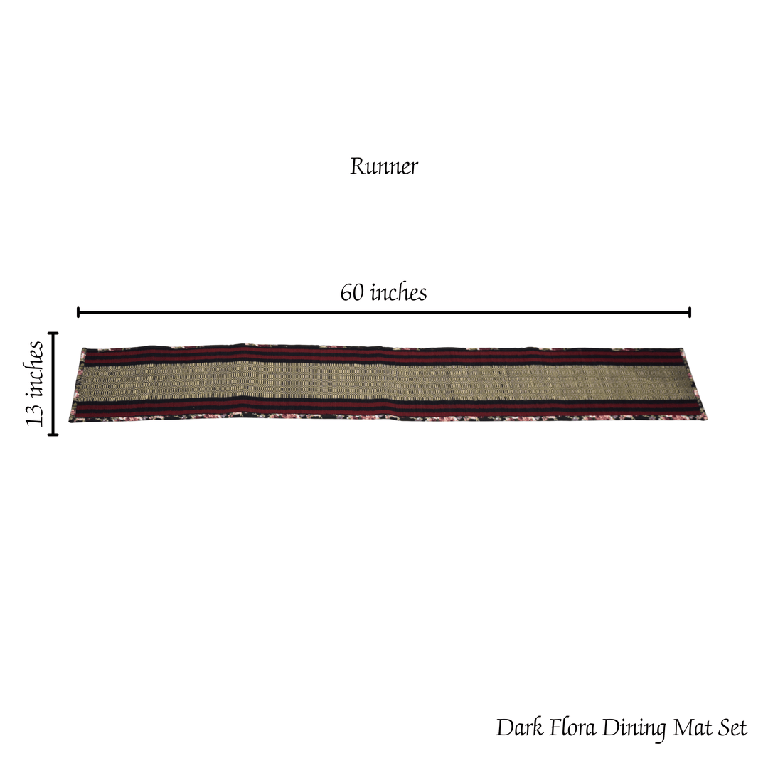 After Wait | Bamboo Table Runner with Placemat - Vintage Floral Edge