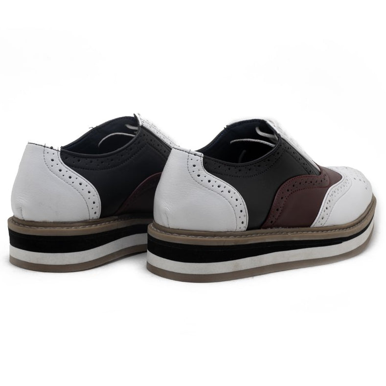 Monkstory Beverly Tricolour Brogues - White