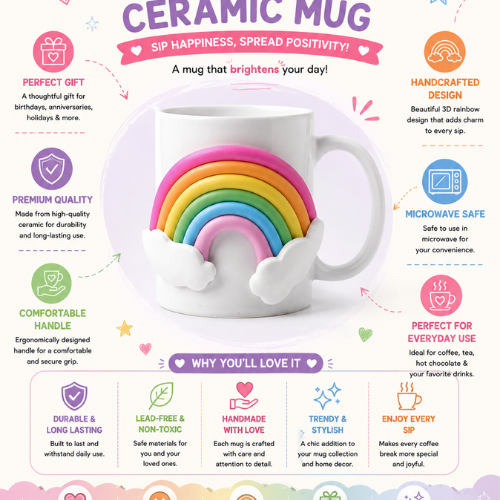 Reve Arc-en-Ciel – 3D Rainbow Ceramic Mug