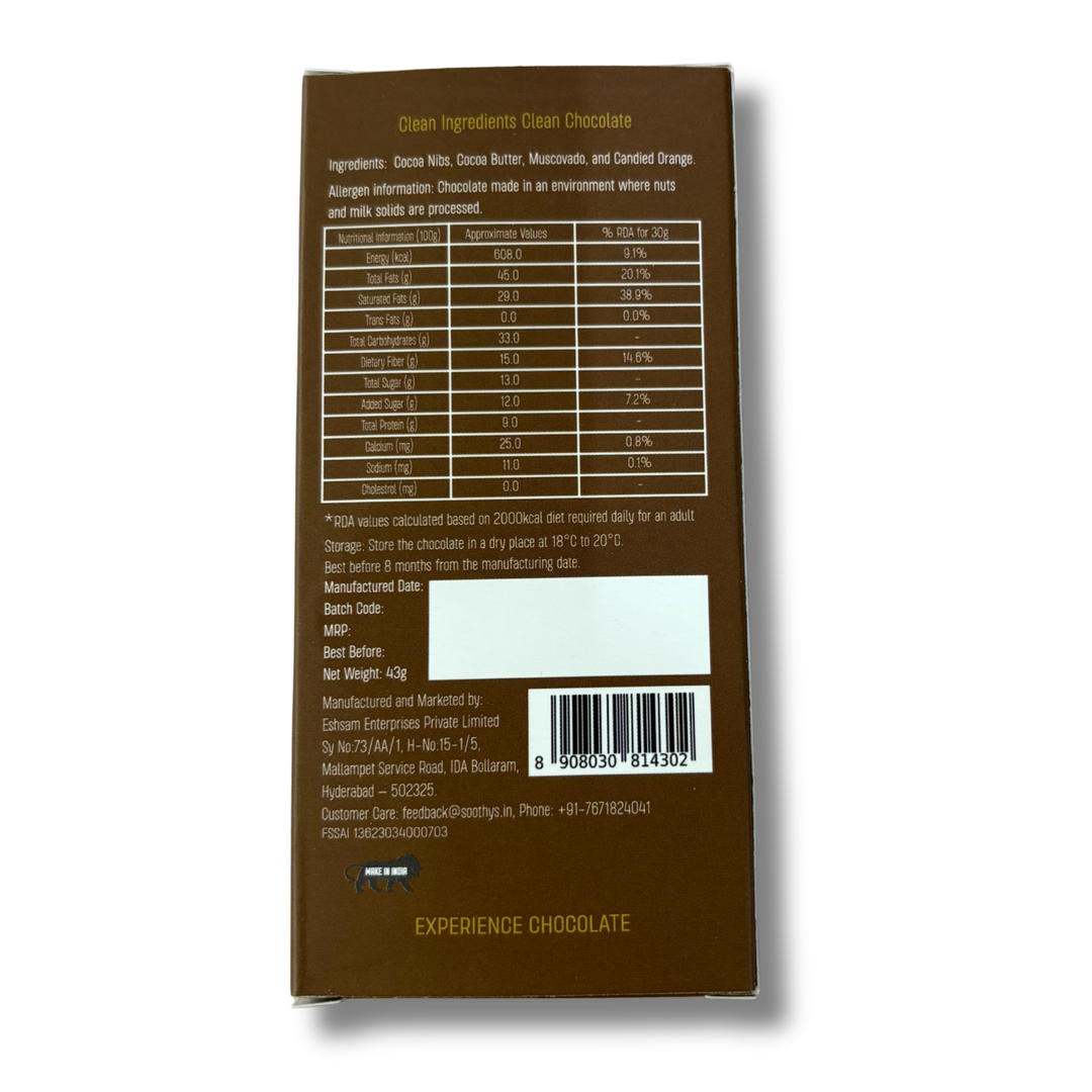 Soothys 90% Dark Vegan Chocolate Bars | Candied Orange | 5 × 43 g Value Pack