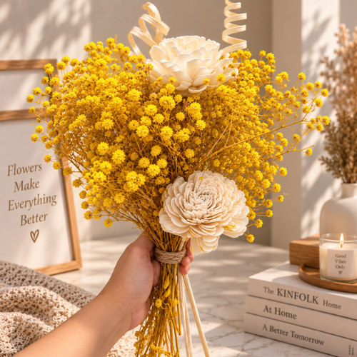 Soleil Boheme – Yellow Sola Flower Arrangement with Ceramic Vase