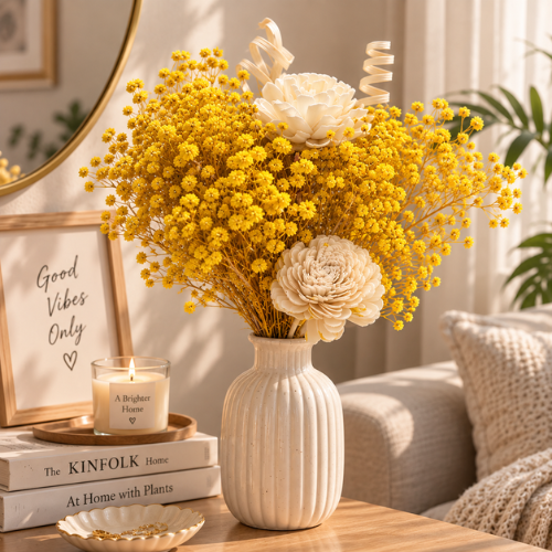 Soleil Boheme – Yellow Sola Flower Arrangement with Ceramic Vase