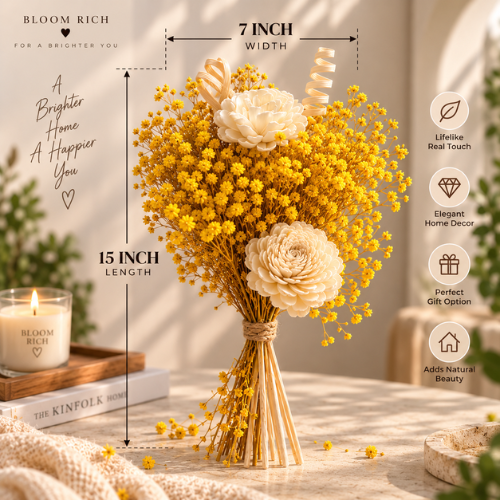 Soleil Boheme – Yellow Sola Flower Arrangement with Ceramic Vase