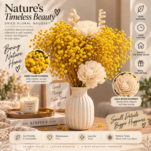 Soleil Boheme – Yellow Sola Flower Arrangement with Ceramic Vase