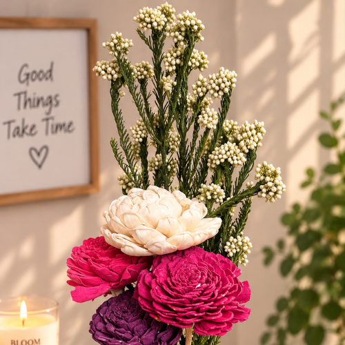 Fleur Sculptee – Face Vase with Sola Flower Arrangement