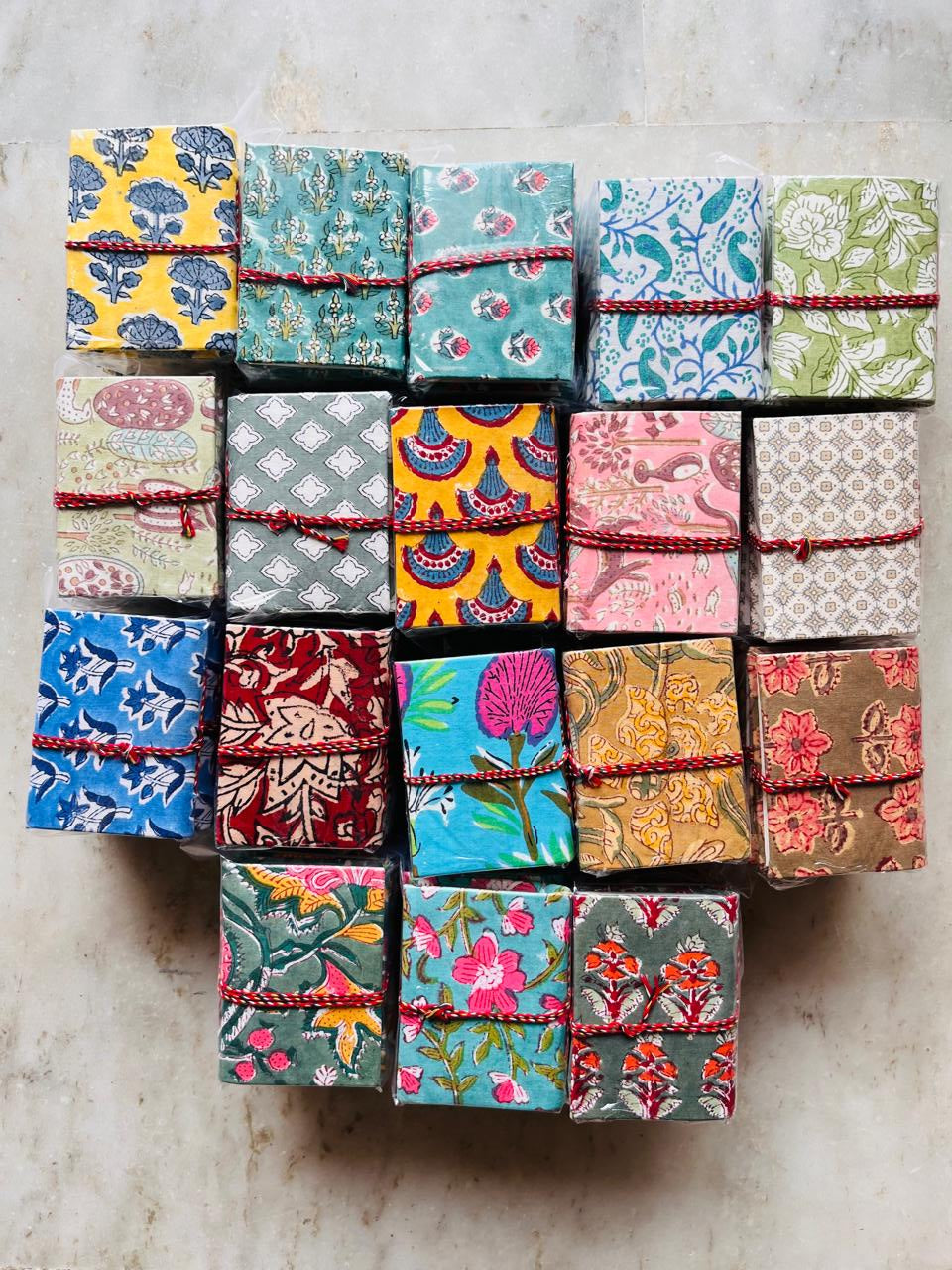 Set of 3 Handmade Fabric Pocket Diaries | Peekaboo | Sustainable