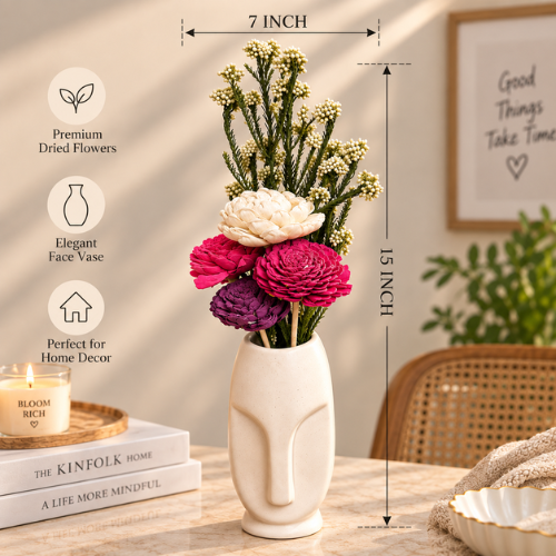 Fleur Sculptee – Face Vase with Sola Flower Arrangement