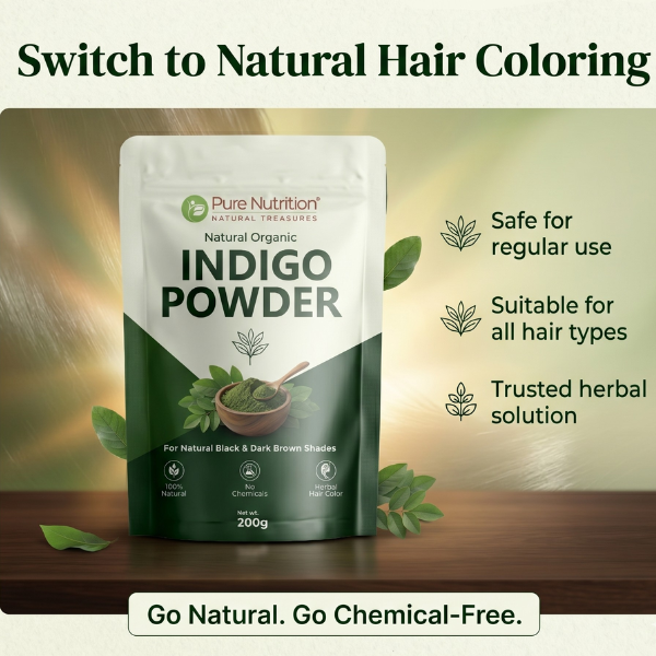 Natural Organic Indigo Powder – Chemical-Free Hair Coloring for Black & Dark Shades