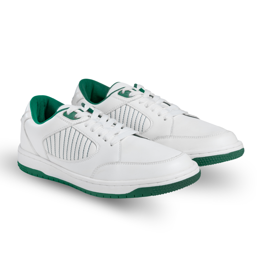 Ethik Harp White And Green Casual Sneakers | Vegan Leather