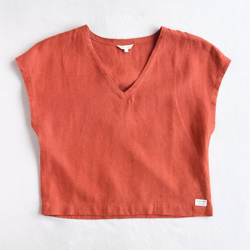 100% Premium Linen Crop Top- Women