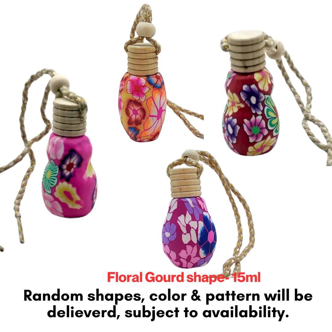 Aesthetic living car aromatizer/diffuser bottle with essential oil(gourd shape-15ml+ essential oil 15ml)