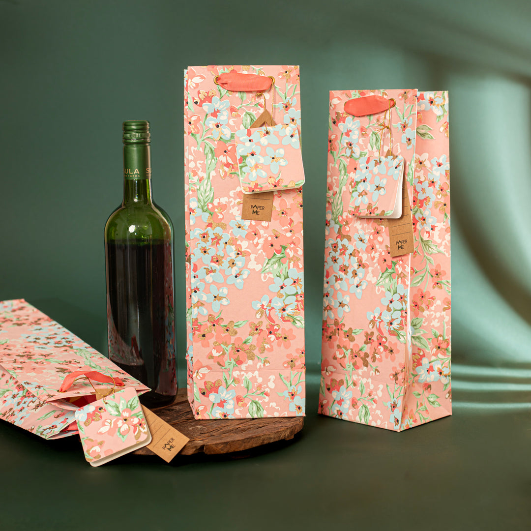 Bloom Flower Wine Gift Bag - 3 pc
