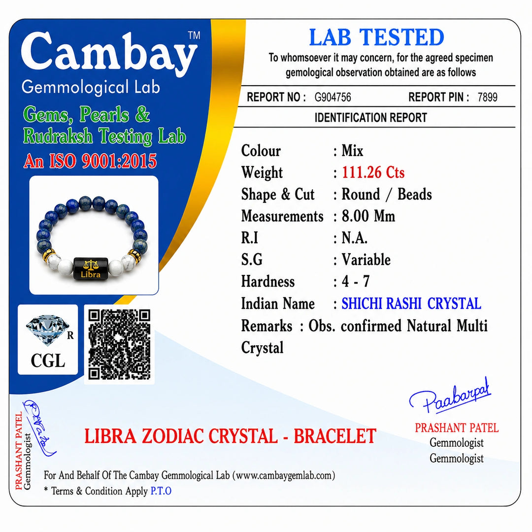 Bamboology Trends Libra Zodiac Gemstone Bracelet | Certified Natural Crystal Bracelet for Balance, Harmony & Prosperity