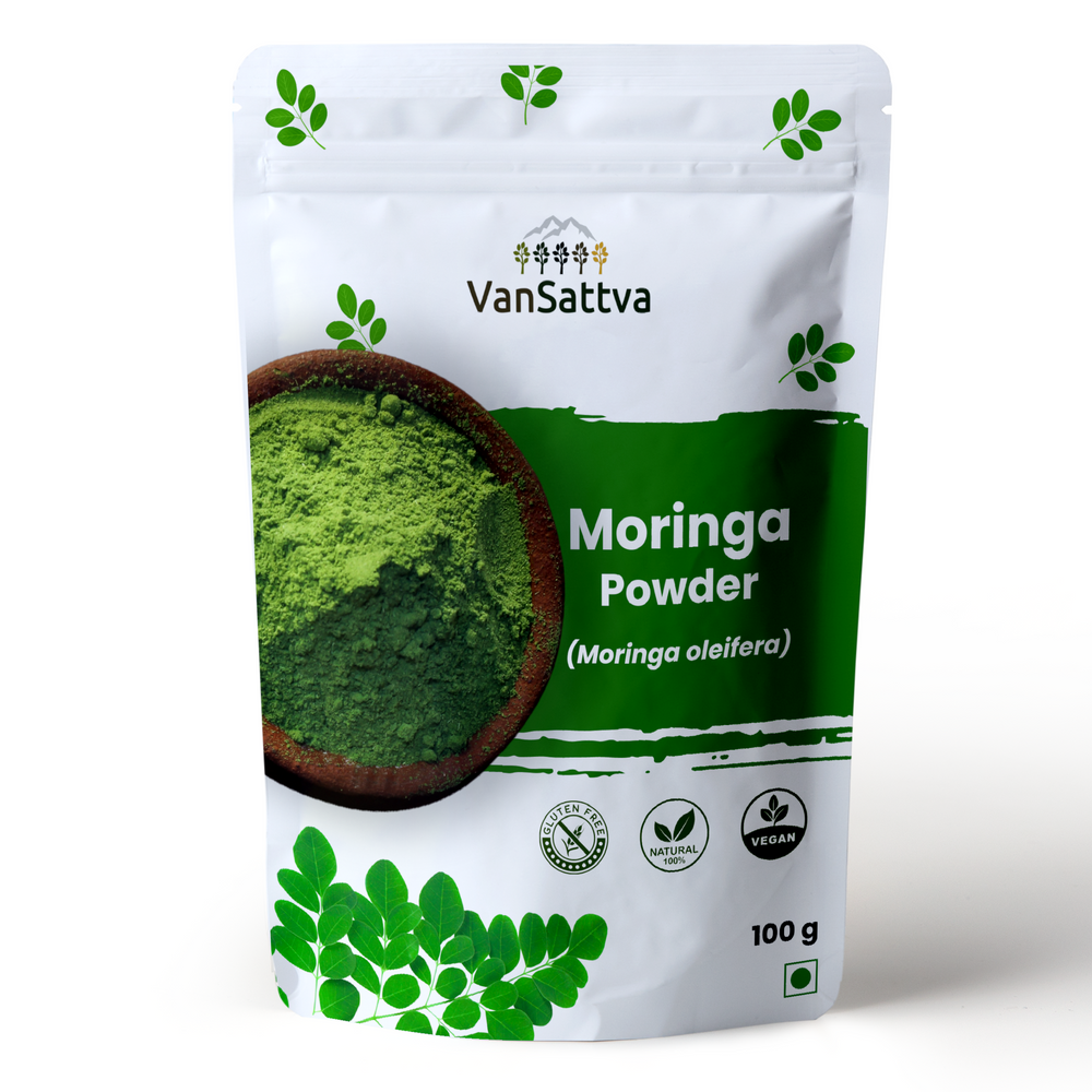 Vansattva Moringa Powder | 100% Pure Moringa Leaf Powder | Natural Superfood Rich in Iron, Calcium & Antioxidants | Supports Immunity, Energy & Daily Nutrition