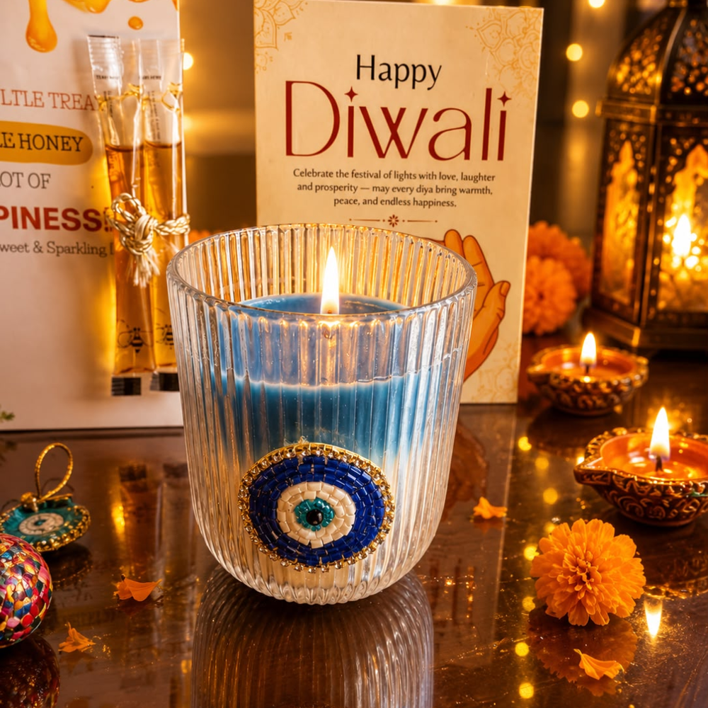 Nazar Glow Diwali Candle Gift Hamper – Festive Evil Eye Gift