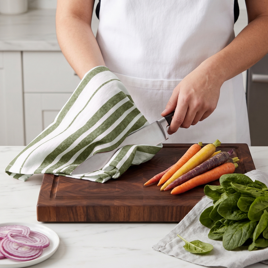 Striped & Checked Cotton Dish Towels ( Set of 3)